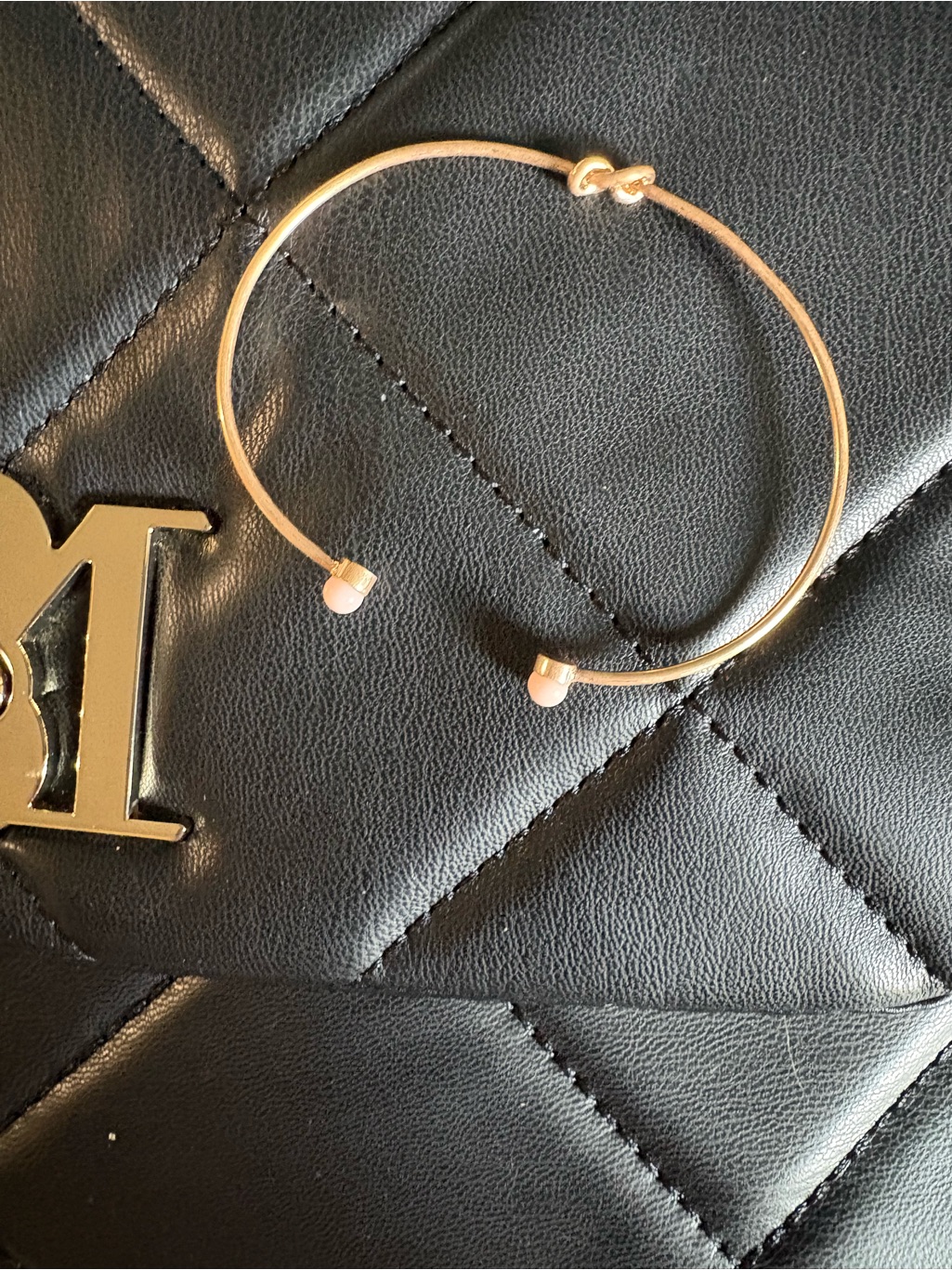 Plunder Gold Knot Open Cuff Bracelet With Pink End Caps